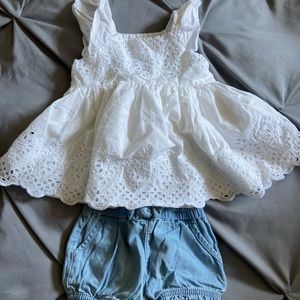 Baby Gap Baby Girl White Eyelet and Denim Set